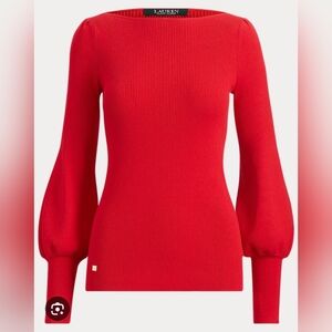 Ralph Lauren Sweater Size XL Vibrant Red Crew Neck, Like New